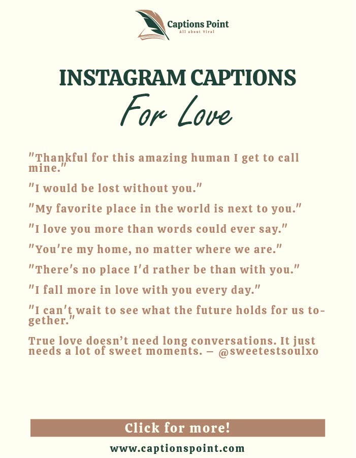 Short love captions for Instagram