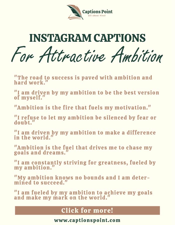 Ambition Captions for Instagram Slogans