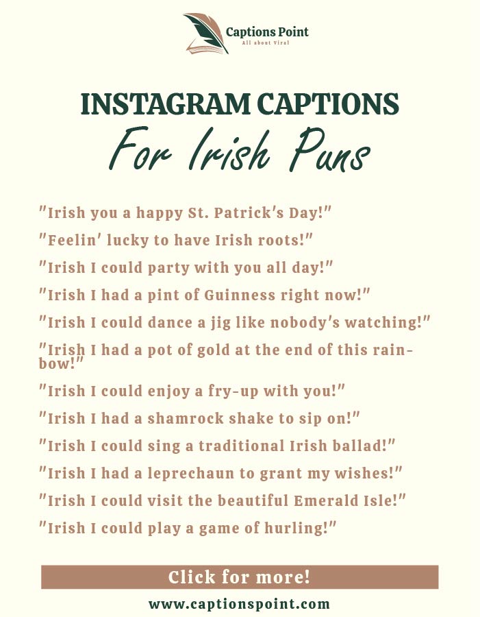 Best Instagram caption for Irish puns
