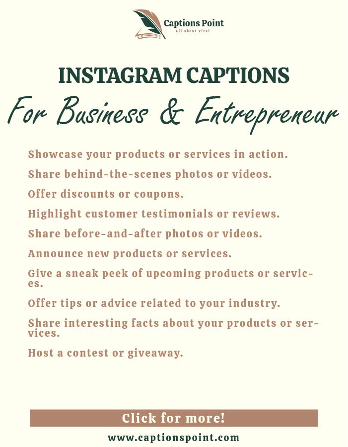 Business promotion captions for Instagram