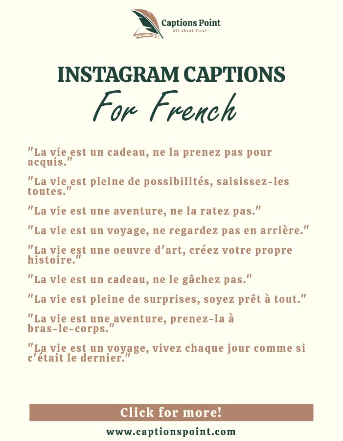 French one word Instagram captions