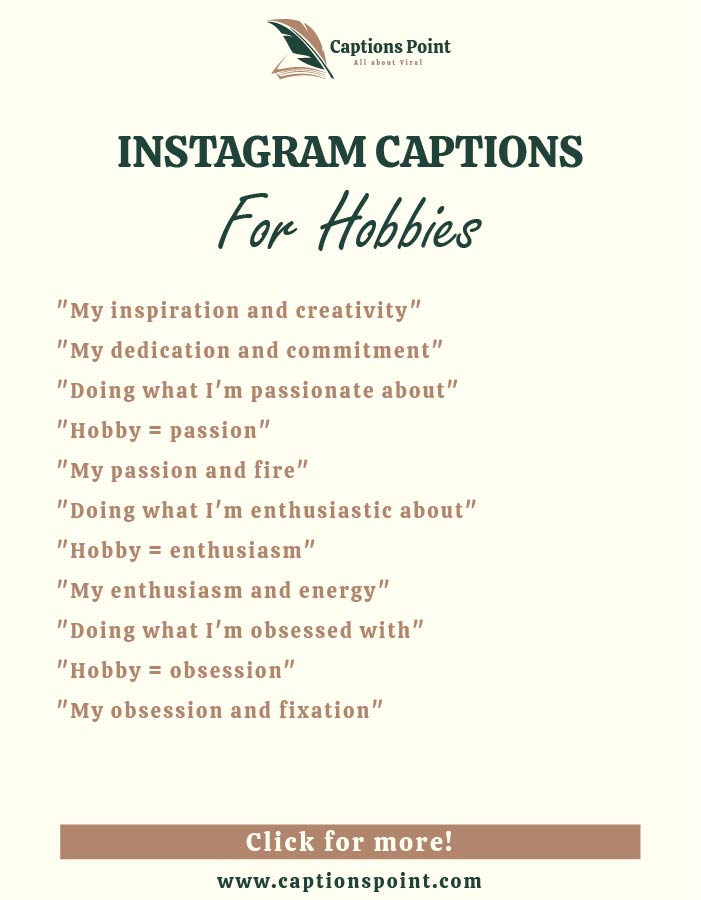 Best Hobbies Caption For Instagram