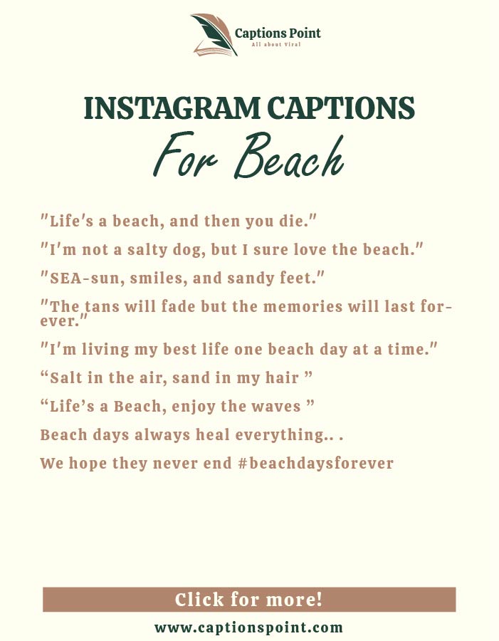 Funny beach Instagram captions