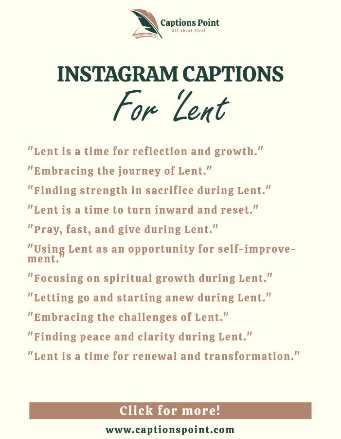 Good Lent captions For Instagram