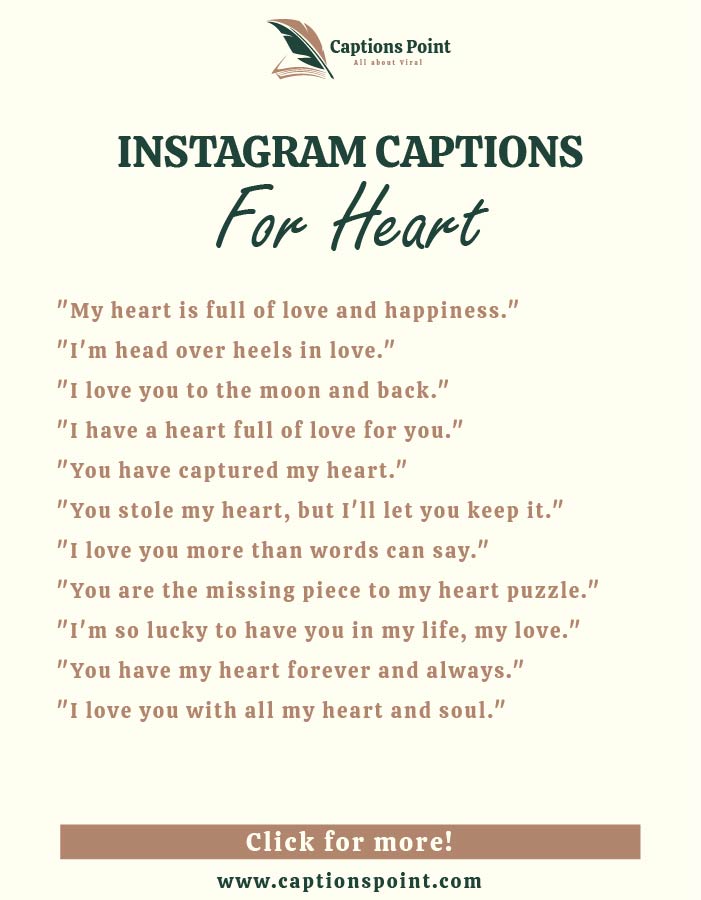 Heart Captions for Instagram Slogans