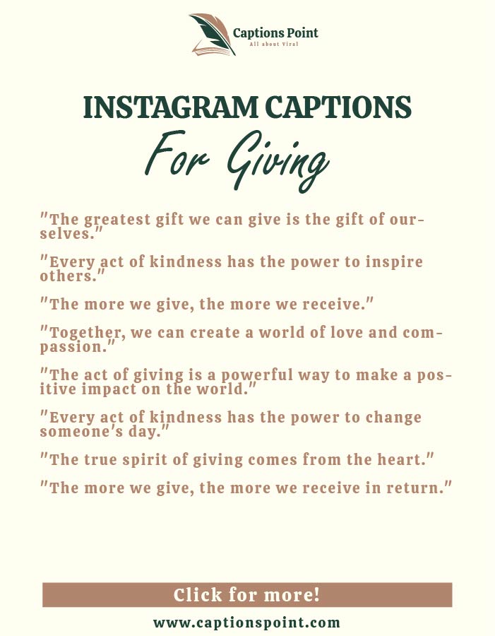 Instagram caption for giving