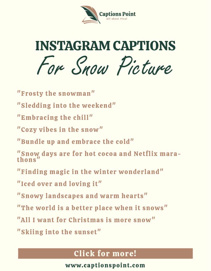 Instagram caption for snow picture