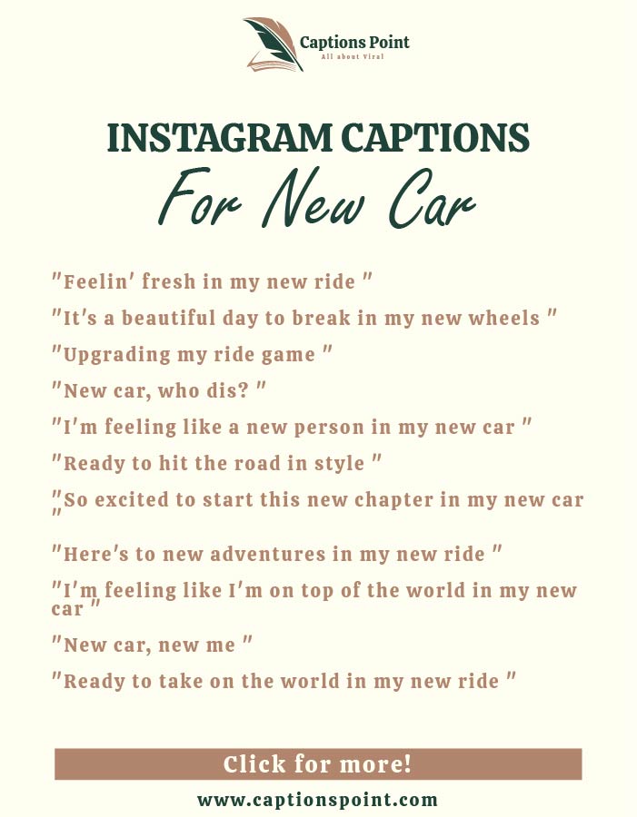 Instagram captions for new car