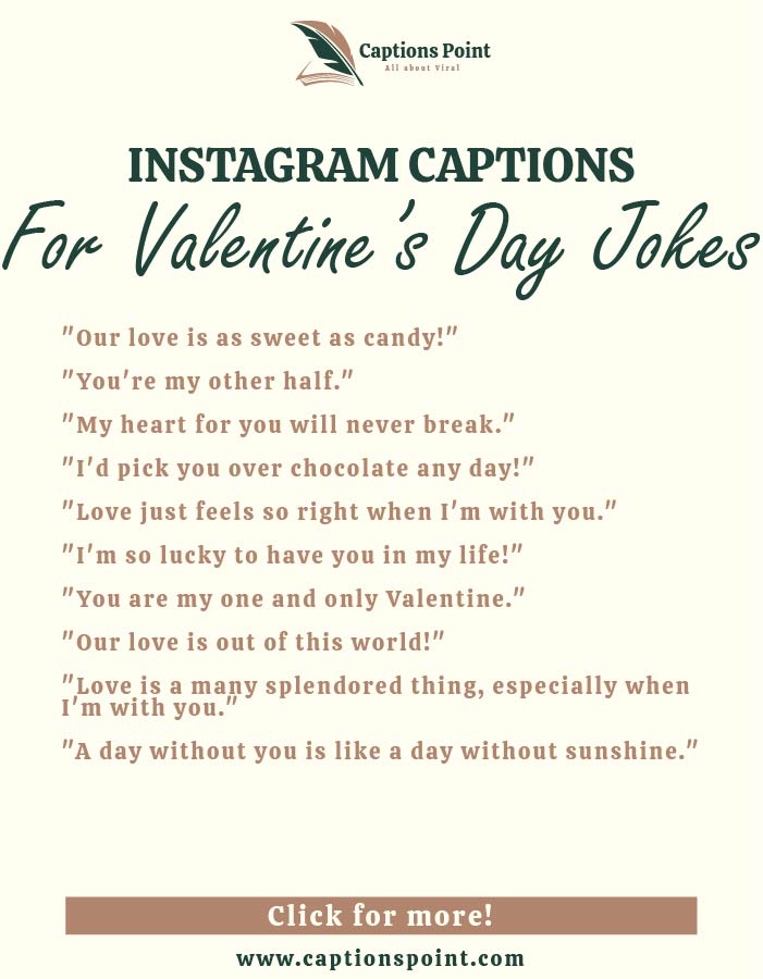 Instagram captions for romantic song lyrics Valentine’s Day Jokes