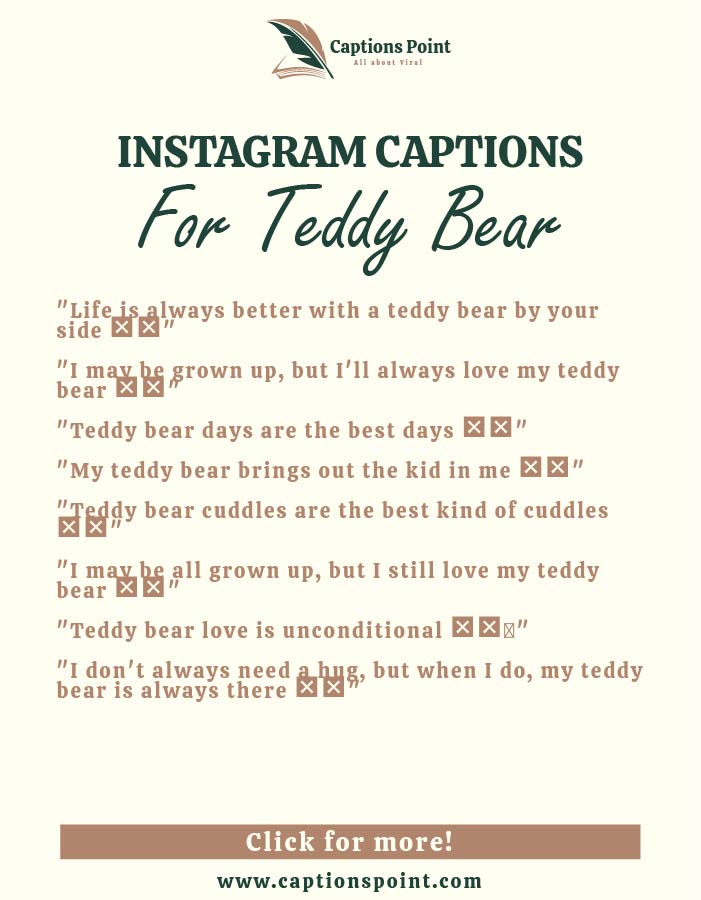 Me and teddy bear captions for Instagram