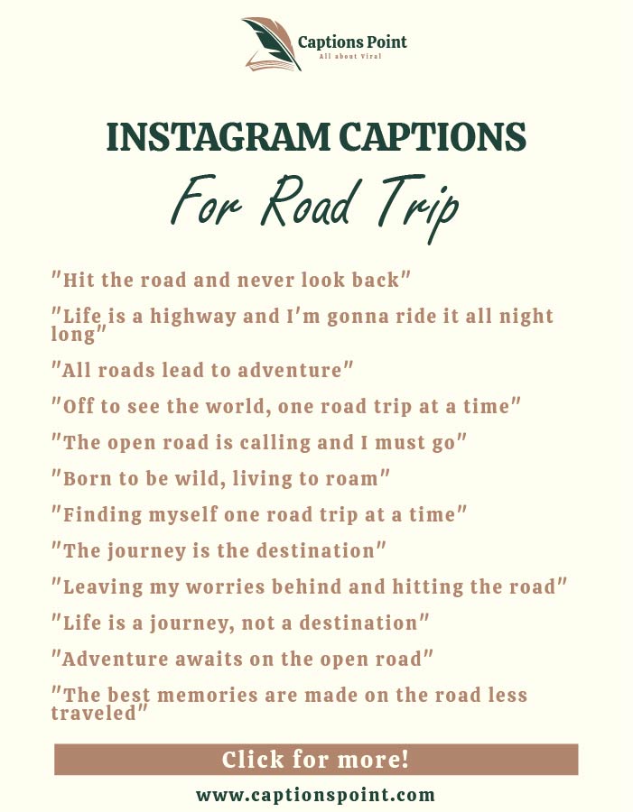 Road trip Instagram captions