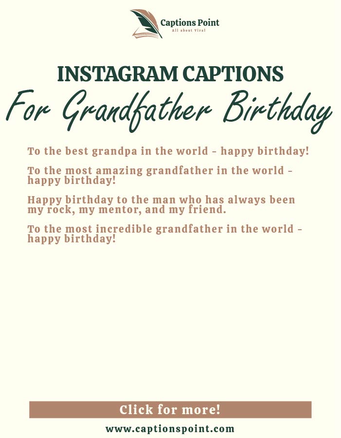 Short Birthday Captions for Grandfather