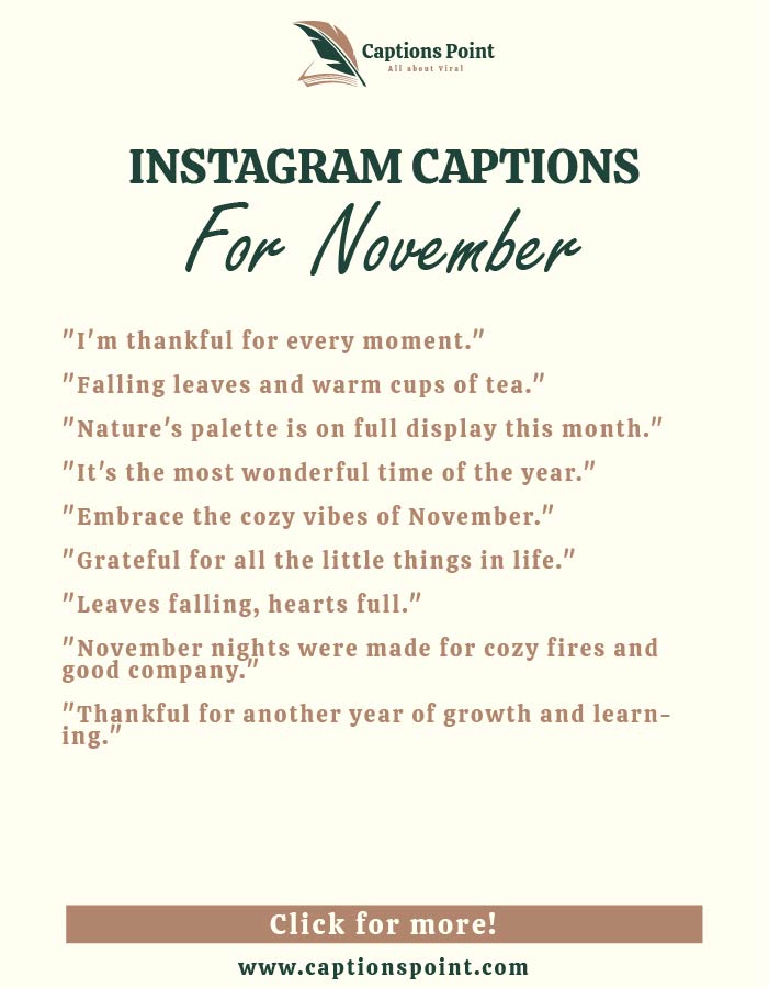 Short Instagram captions for November