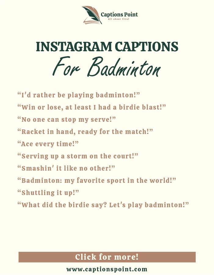 Short Instagram captions for badminton