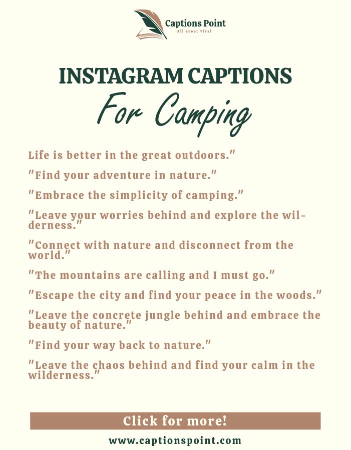 Short Instagram captions for camping