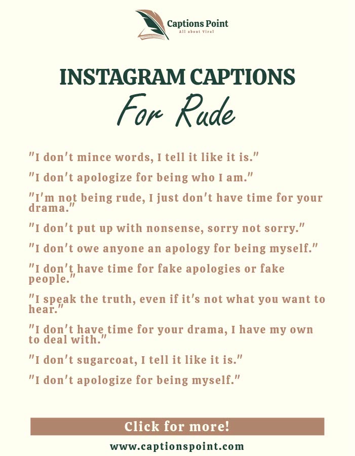 Short Instagram captions for rude