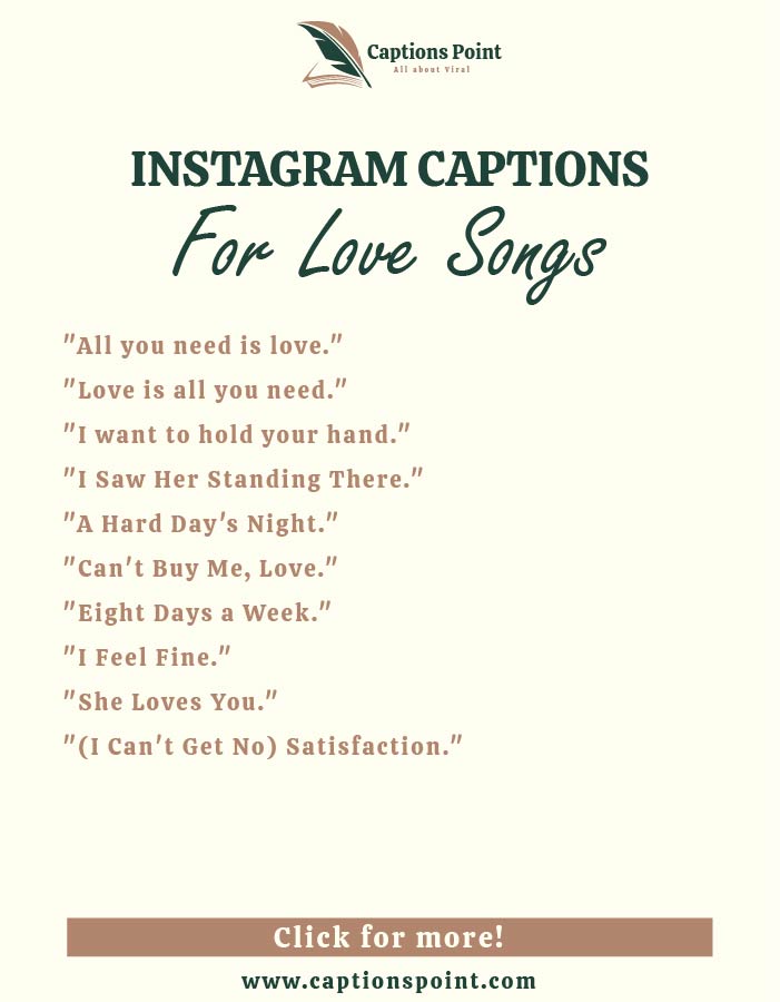 Short Love Songs Captions for Instagram