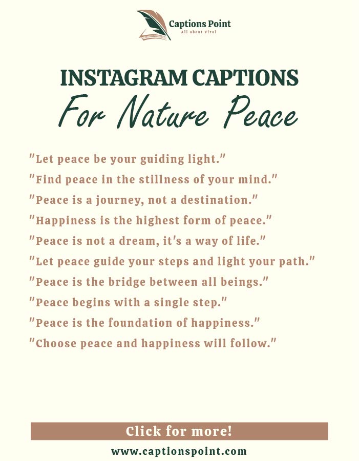 Short Peace Caption For Instagram