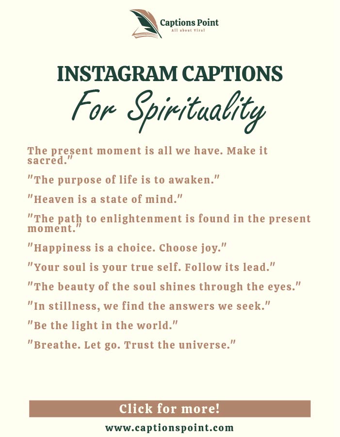 Short Spirituality Caption For Instagram