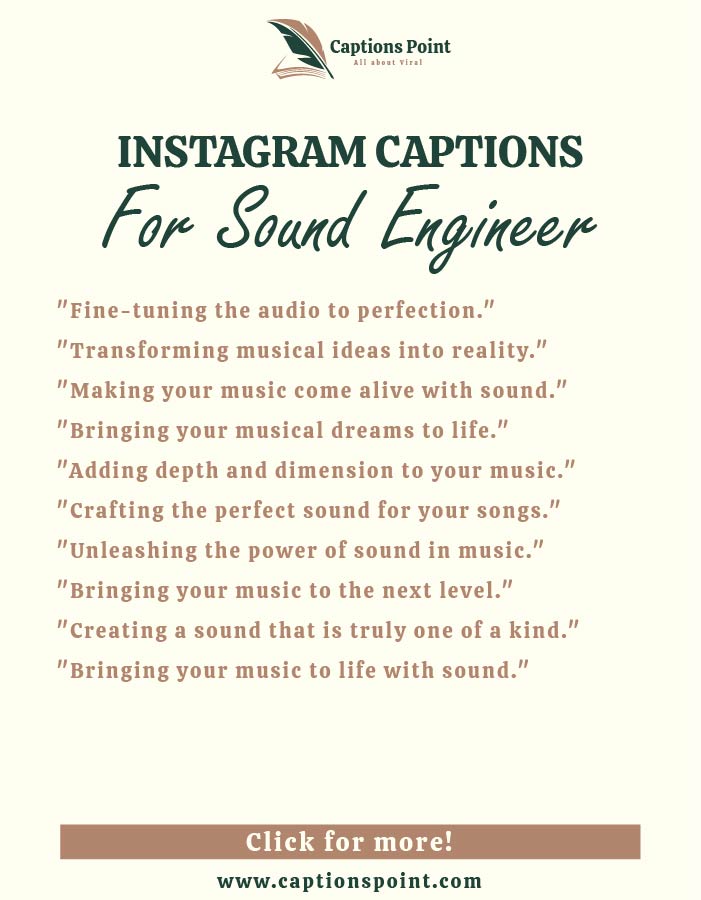 Short instagram Captions on Sound Engineer