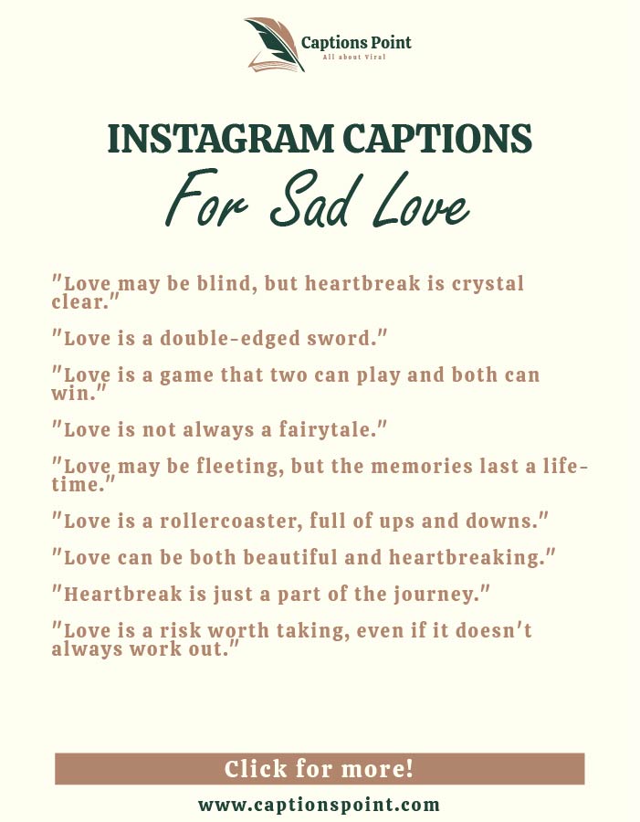 Short instagram caption for sad love