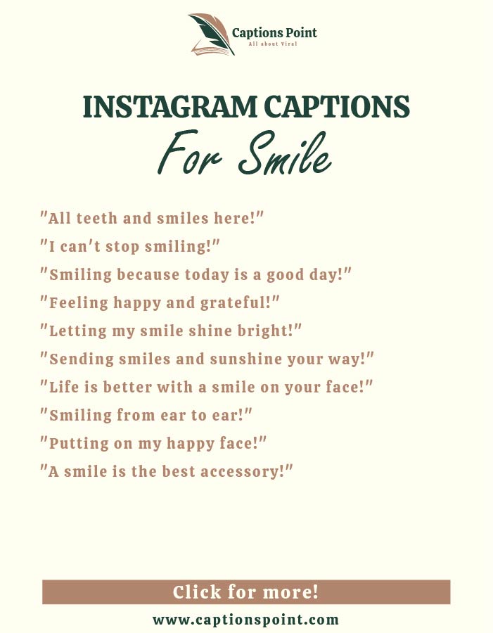 Smile captions for instagram selfies