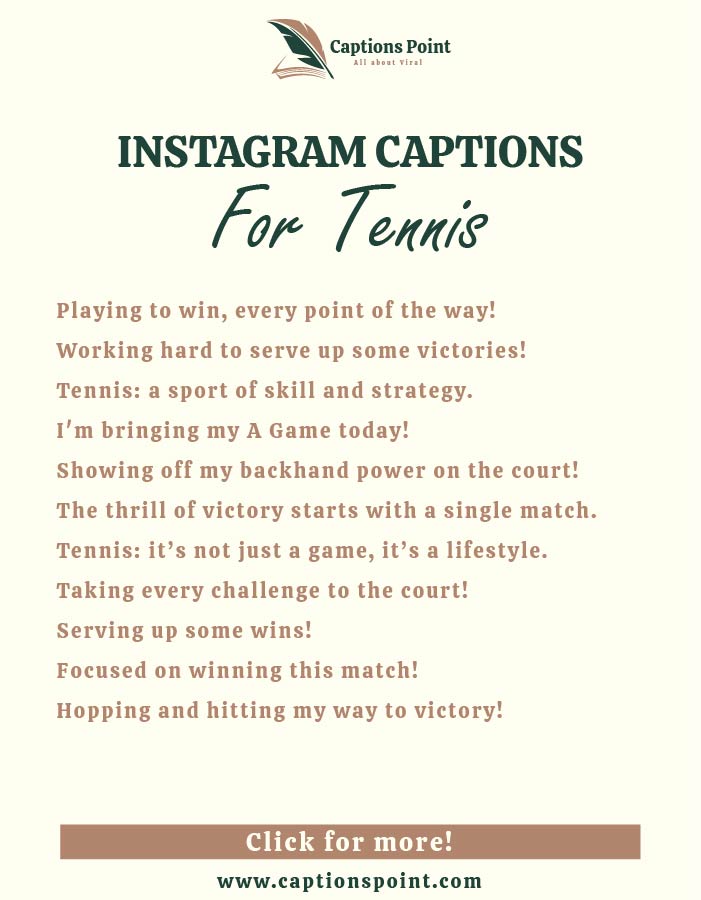 Tennis Instagram captions