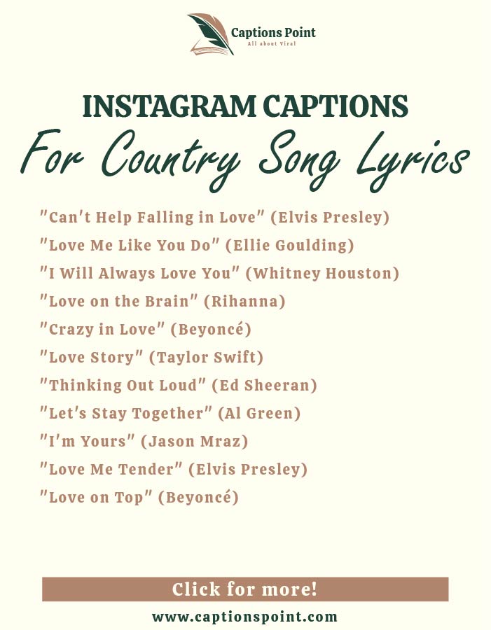 country love song lyrics for captions