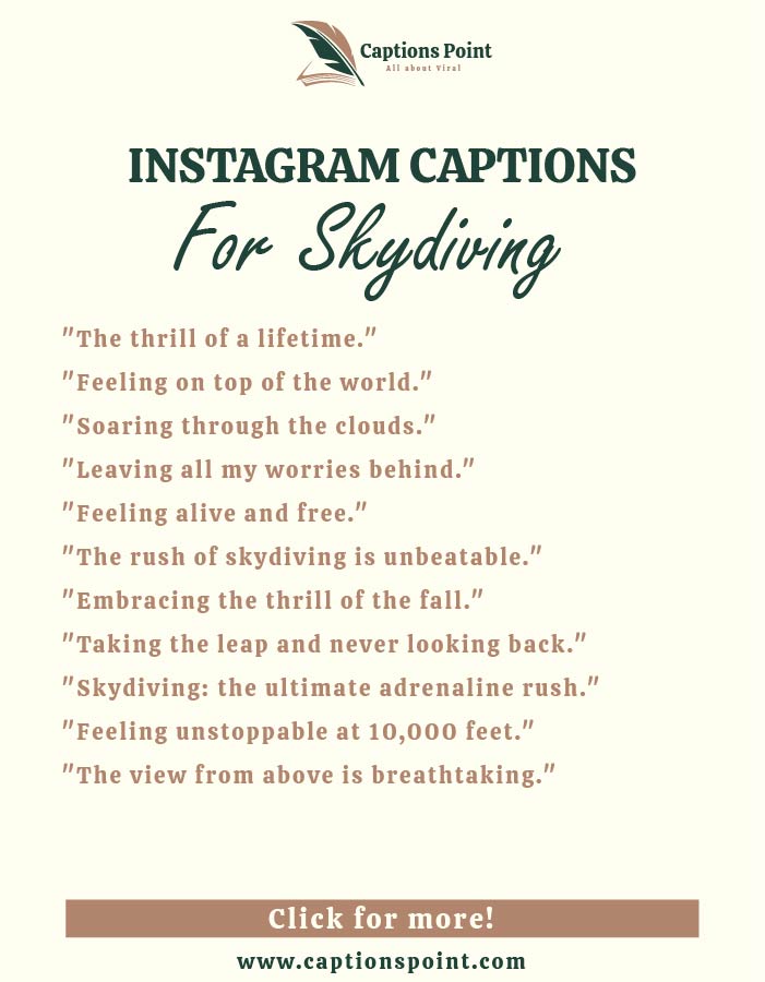 good Skydiving Captions For Instagram