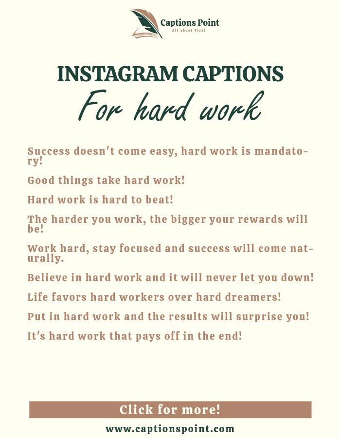 instagram captions for hard work