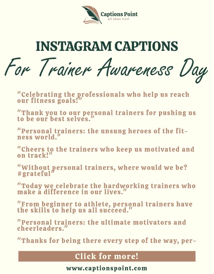 short Instagram caption National Personal Trainer Awareness Day