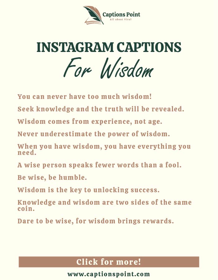 short instagram captions for wisdom